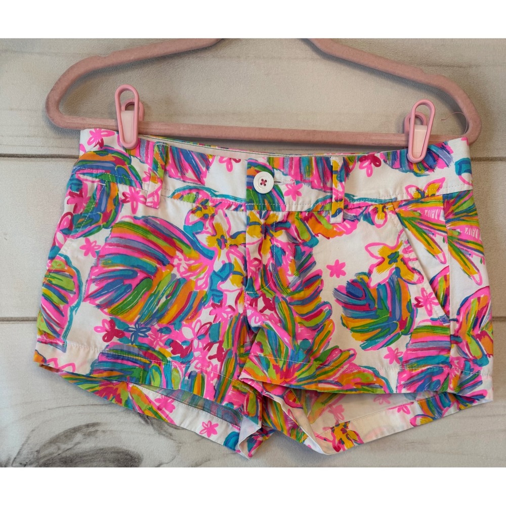 Lilly Pulitzer The Walsh Short Size 2 Multicolor Tropical Floral Palm Cotton